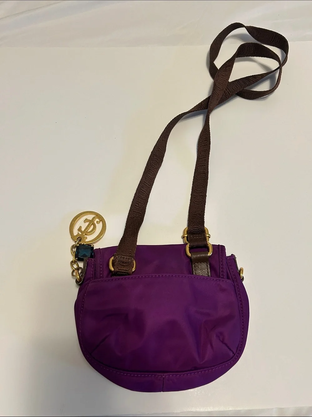 Juicy Couture Purple Crossbody Bag with Brown Strap and Gold Charm